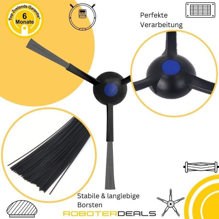 Roboter Deals - Zubehör Set, Ersatzteile für Ecovacs Deebot Mini (2X Seitenbürste, 2X Pad, 1x Hauptb