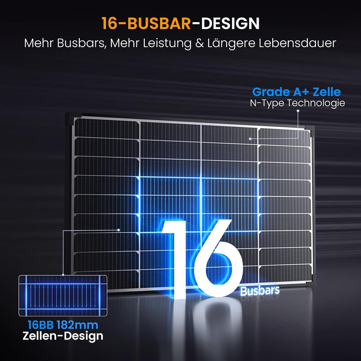 N-Type 16BB 55W Monokristalline Solarmodule, Callsun 55W Solarpanel, PV-Module,3.2mm Glas,Ideal für