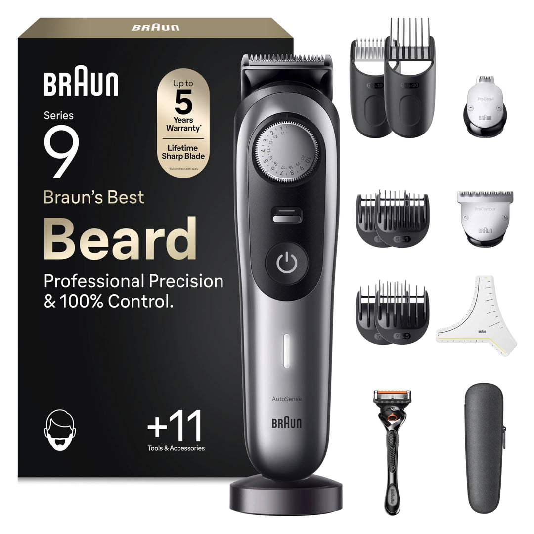 Braun Barttrimmer, Bartschneider/Trimmer/Haarschneider Herren, Haarschneidemaschine Profi, 40 Einste