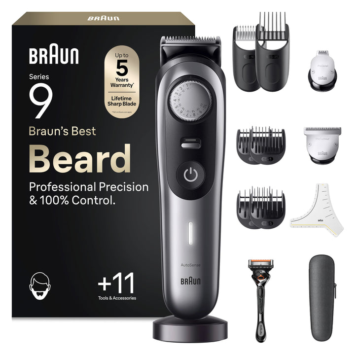 Braun Barttrimmer, Bartschneider/Trimmer/Haarschneider Herren, Haarschneidemaschine Profi, 40 Einste