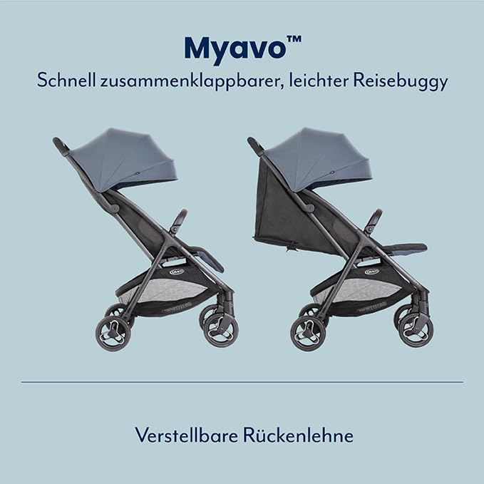 Graco Myavo™ Reisebuggy, ab Geburt bis ca. 4 Jahre (bis 22 kg), leicht, schnell zusammenklappbar, zu