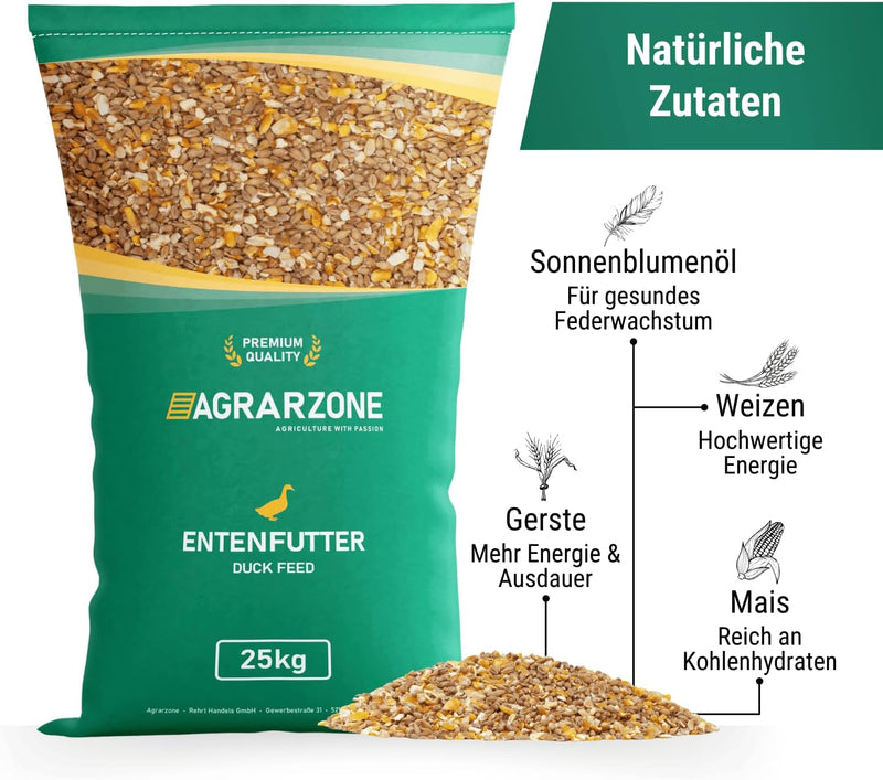 Agrarzone Entenfutter Körner 25 kg - Beliebtes Enten Futter 25KG und Gänsefutter - 100% Gentechnikfr