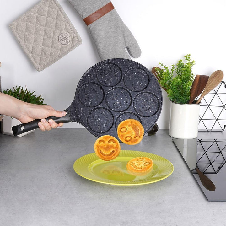 ORION Augenpfanne Ø 27 cm | Spiegelei-Pfanne für 7 Eier | Crepepfanne für Gas | fur Induktion, mit a