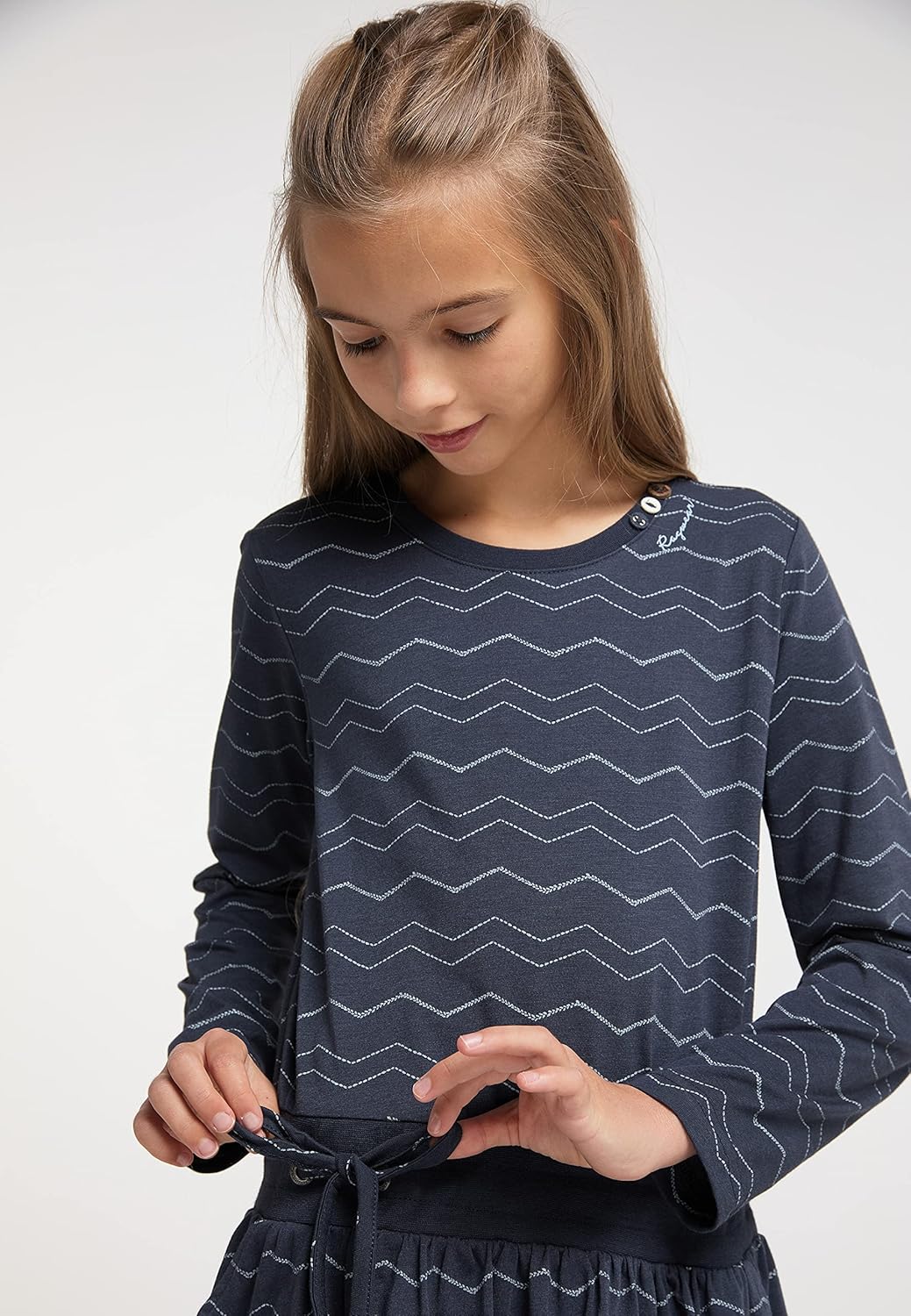 Ragwear MAGY Long Chevron Mädchen Kleid 122-128 Navy, 122-128 Navy