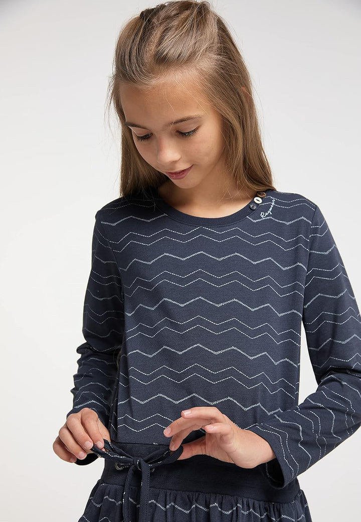 Ragwear MAGY Long Chevron Mädchen Kleid 122-128 Navy, 122-128 Navy