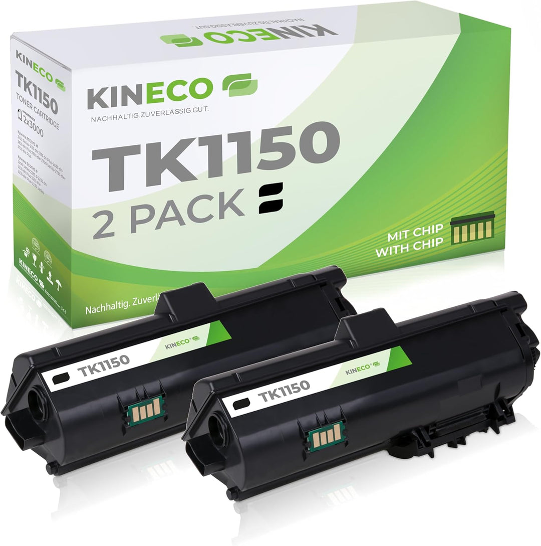 Kineco 2 Toner kompatibel mit Kyocera TK1150 TK-1150 für Kyocera Ecosys P2235dn P2235dw M2135 M2635