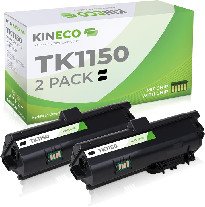 Kineco 2 Toner kompatibel mit Kyocera TK1150 TK-1150 für Kyocera Ecosys P2235dn P2235dw M2135 M2635