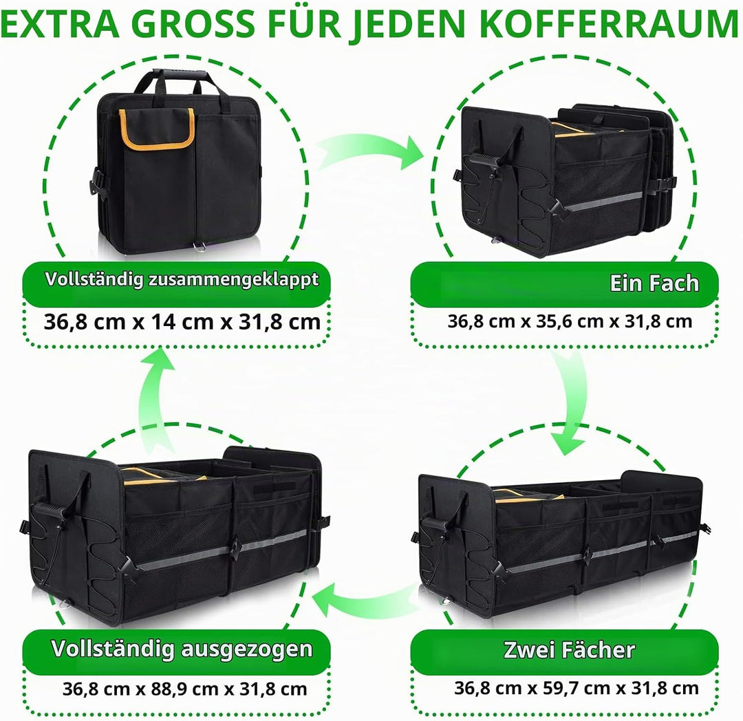 Kofferraum Organizer, Kofferraumtasche mit Kühltasche, Faltbarer Auto Kofferraum Organizer Box mit m