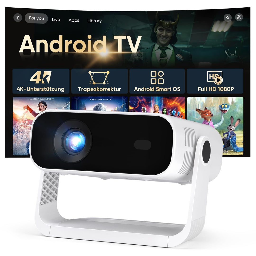 2026 Neuer Smart Mini Beamer Integrierte APP, Android 14, Full HD 1080P, unterstützt 4K-Decodierung,