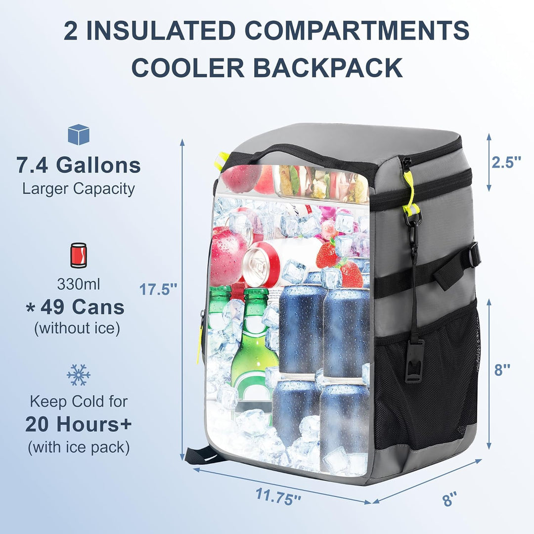 SPARTER Rucksack-Kühler, isoliert, auslaufsicher, 33 Dosen, wasserdicht, leicht, isoliert, Eistruhe,