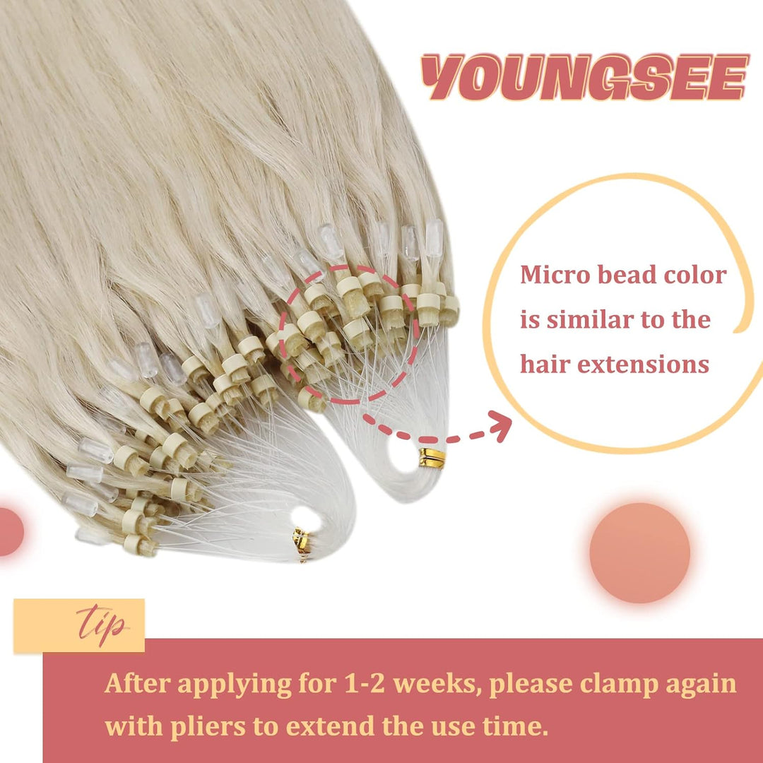 YoungSee Microring Extensions Echthaar Blond Microring Hair Extensions Lang Micro Ring Hair Extensio