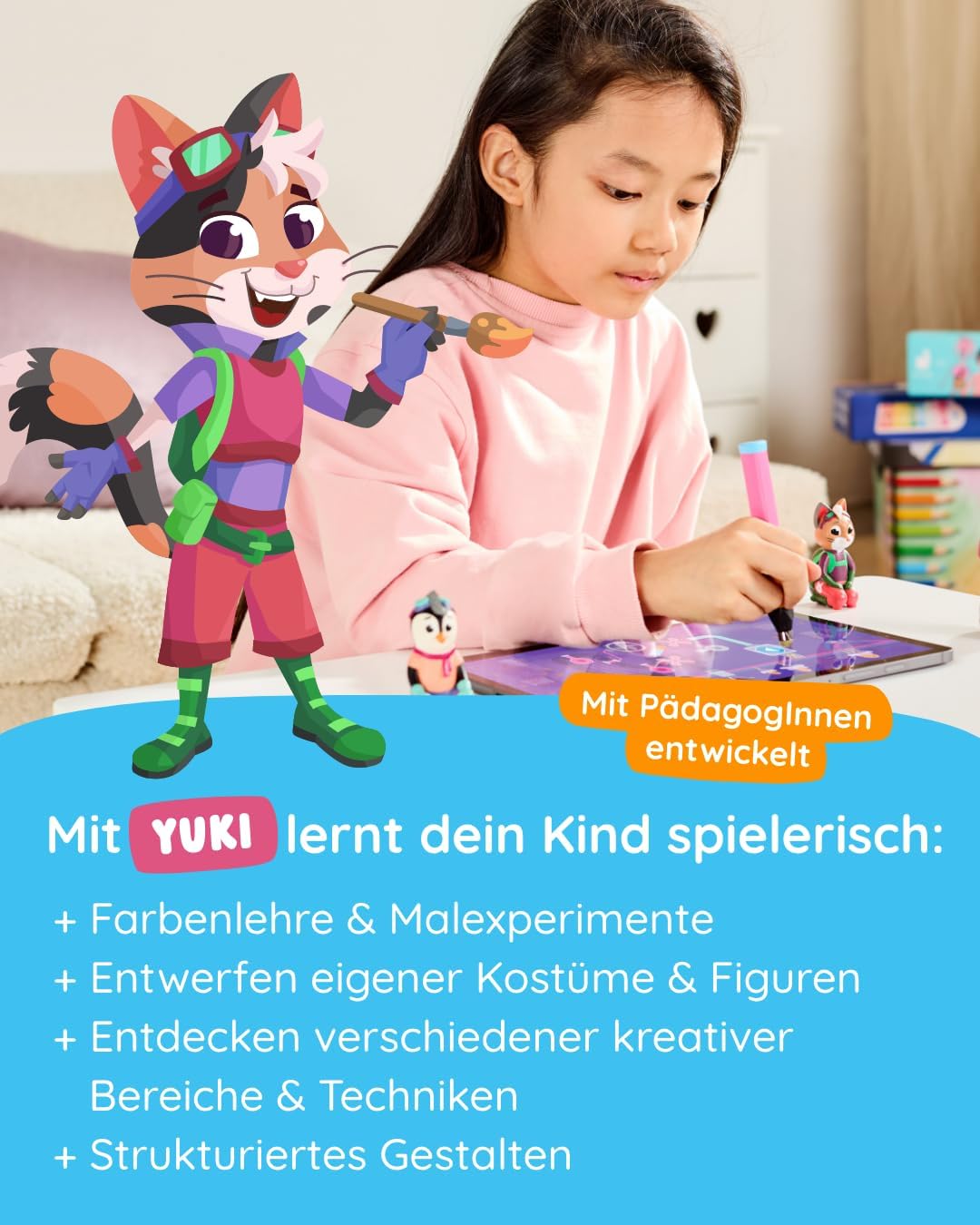 Edurino Figur Juki Kreativität & Malen ab 4 Jahren | Innovatives & digitales Lernspiel | Farbenlehre