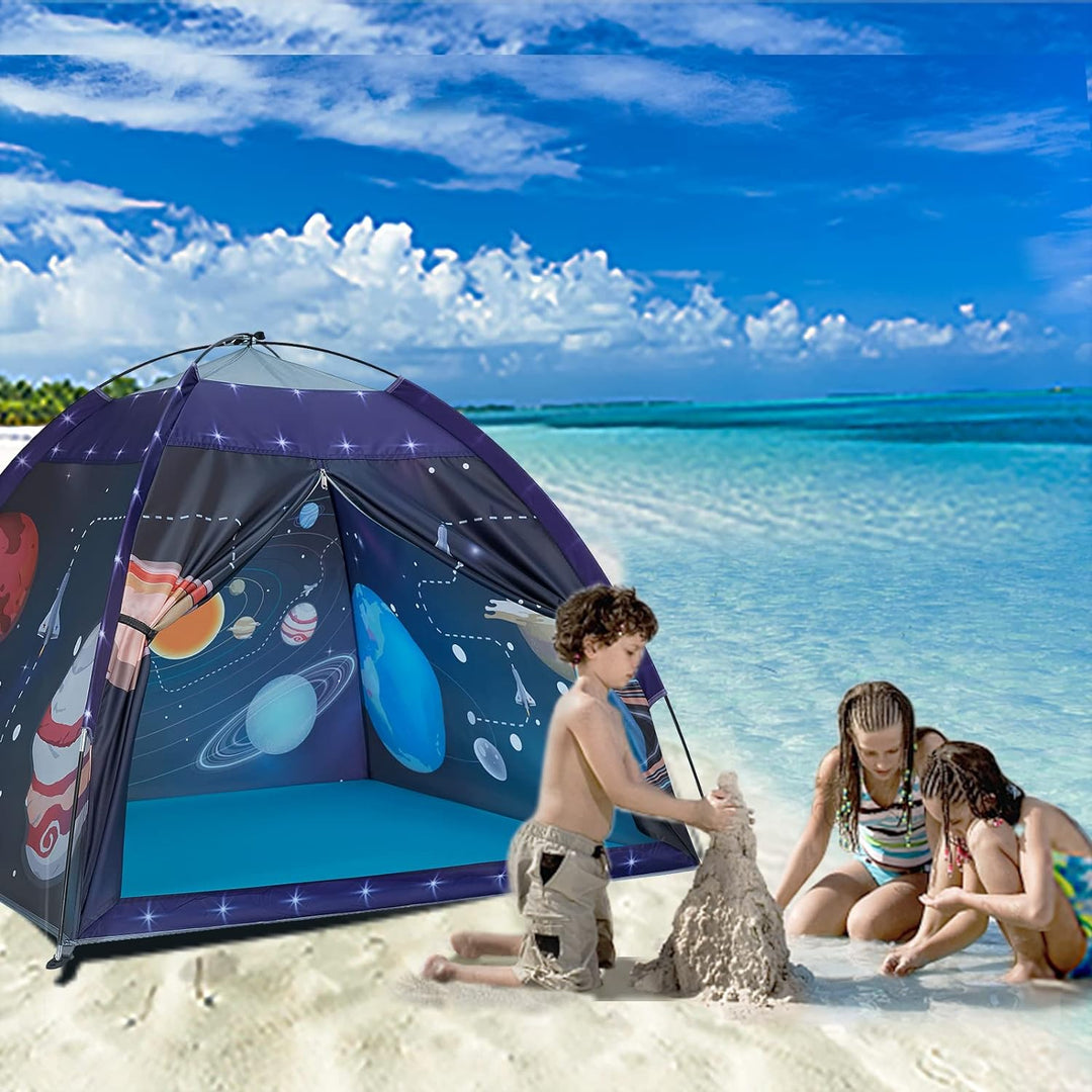 Kinderzelt, Exqline Spielzelt Kinder Zelt Drinnen und Draussen, Pop up Zelt Weltraum Planet Sonnensy
