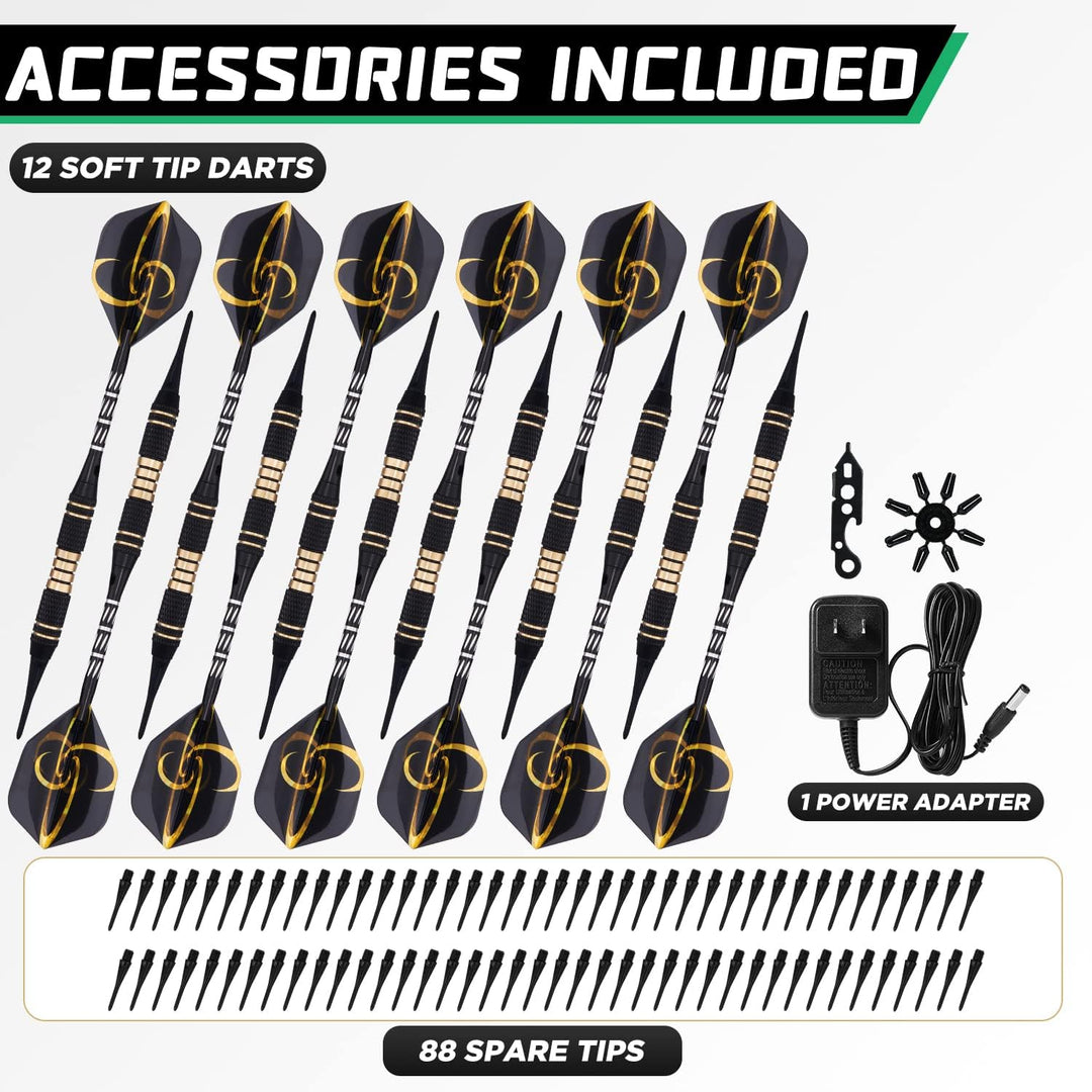 Brovamo Dartscheibe, Dekoratives Dartscheiben-Schrank-Set [12*Soft Tip Darts], Elektronische Dartsch