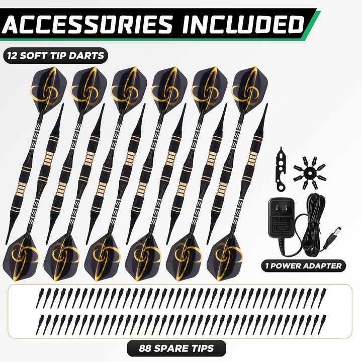 Brovamo Dartscheibe, Dekoratives Dartscheiben-Schrank-Set [12*Soft Tip Darts], Elektronische Dartsch
