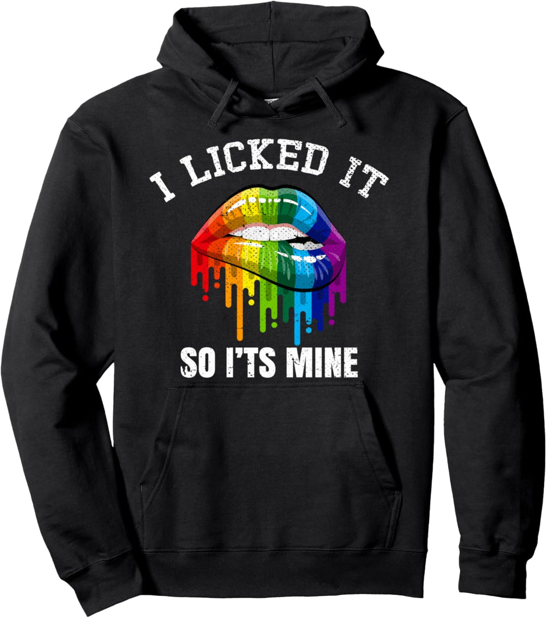 Ich habe es angeleckt Regenbogen Kussmund Lustiges LGBT Pullover Hoodie