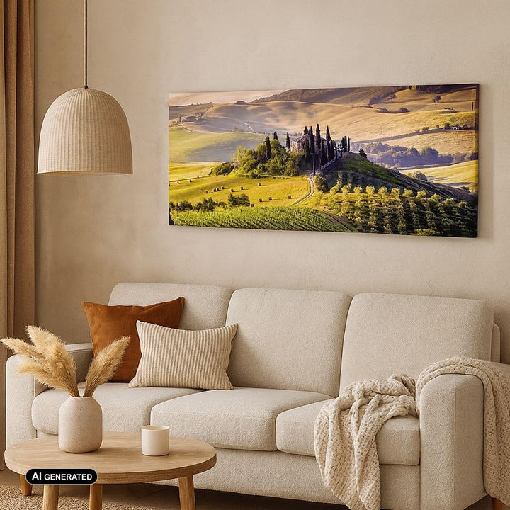 Wandbilder Dekoration Wohnzimmer Landwirtschaft Bauernhof Toskana Weinberg Bilder auf Leinwand 120x5