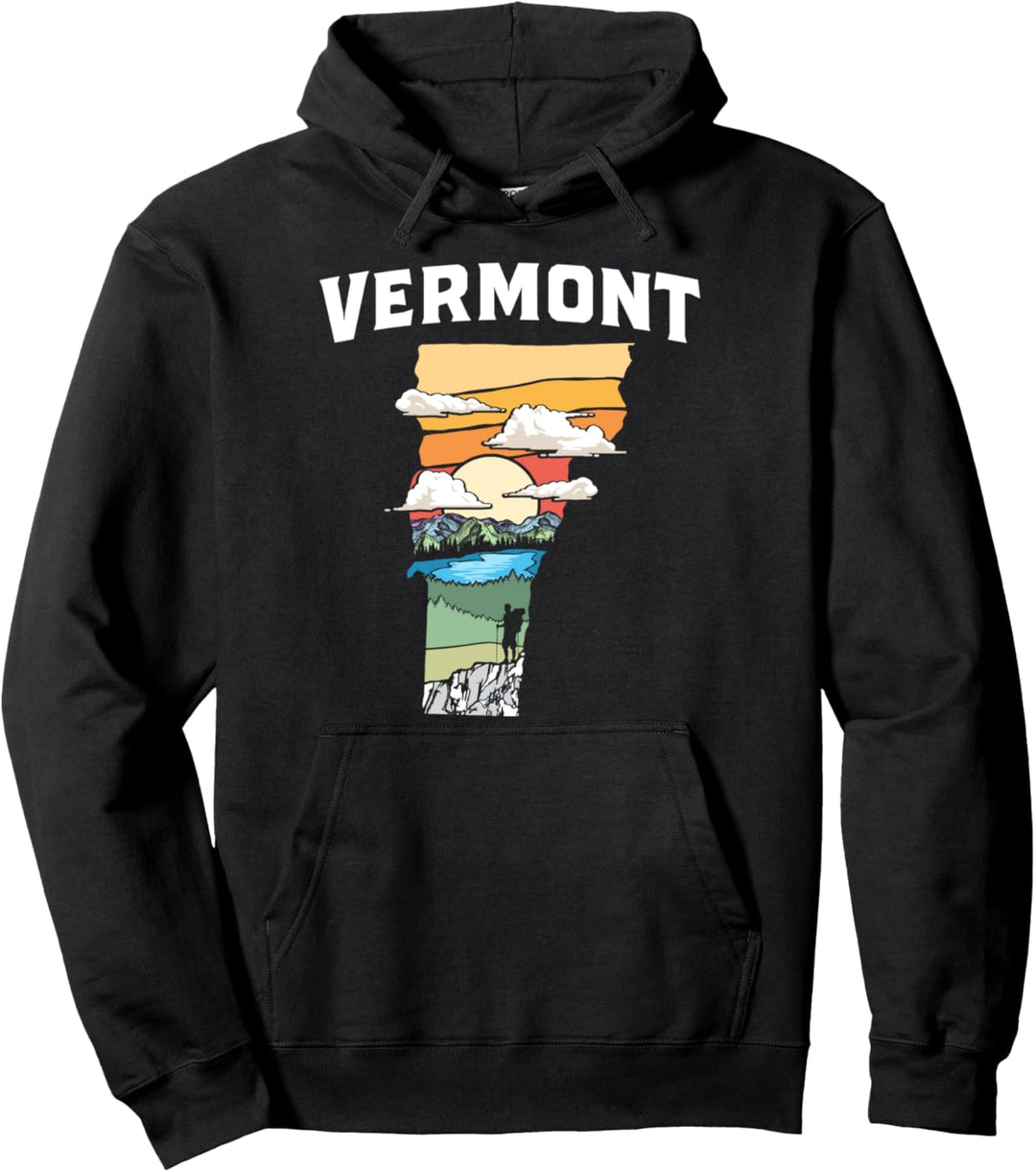 State of Vermont Pride Outdoor & Mountains Nature Graphic Pullover Hoodie