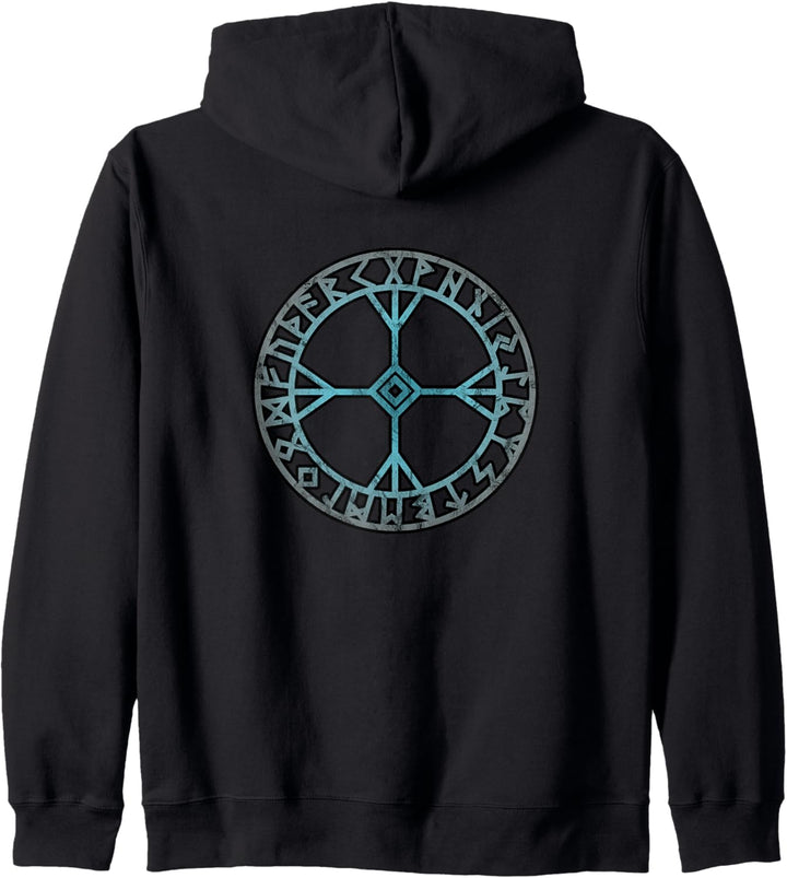 Algiz Runen Schutz Symbol Wikinger Kreis Nordisch Keltisch Kapuzenjacke