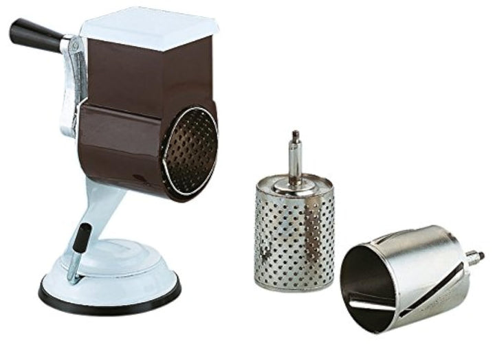Ilsa 401 Reibe mit 2 Trommeln aus Edelstahl, Reibe- und Schneidefunktion, Schwarz/Weiss