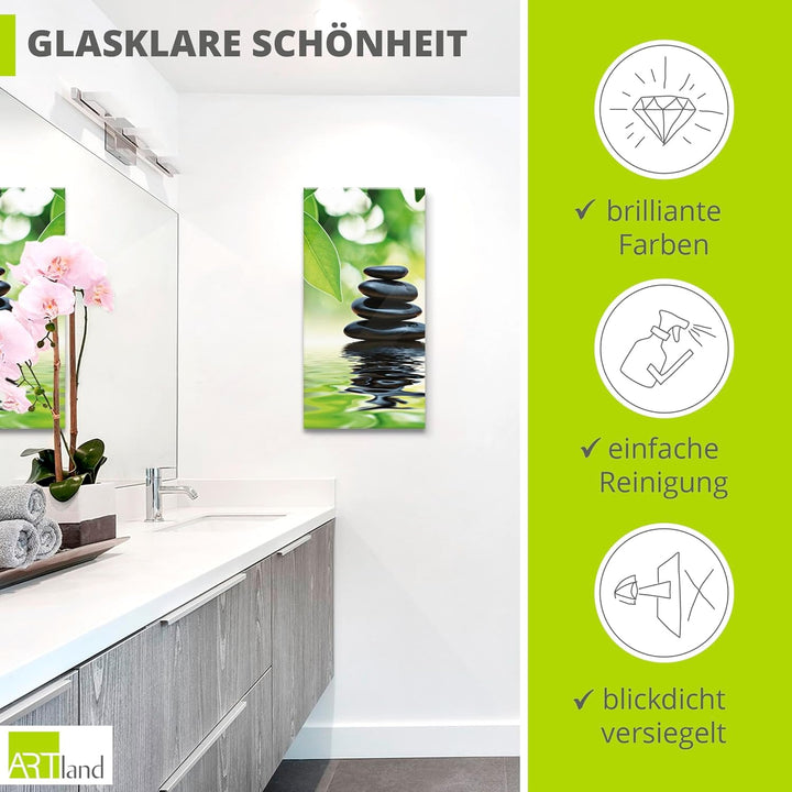 ARTland Glasbilder Wandbild Glas Bild einteilig 30x60 cm Hochformat Asien Wellness Entspannung Spa Z