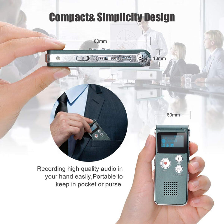 Digitales Diktiergerät,COVVY 8GB Audio Aufnahmegerät,Digitaler Voice Recorder mit Spracherkennung fü