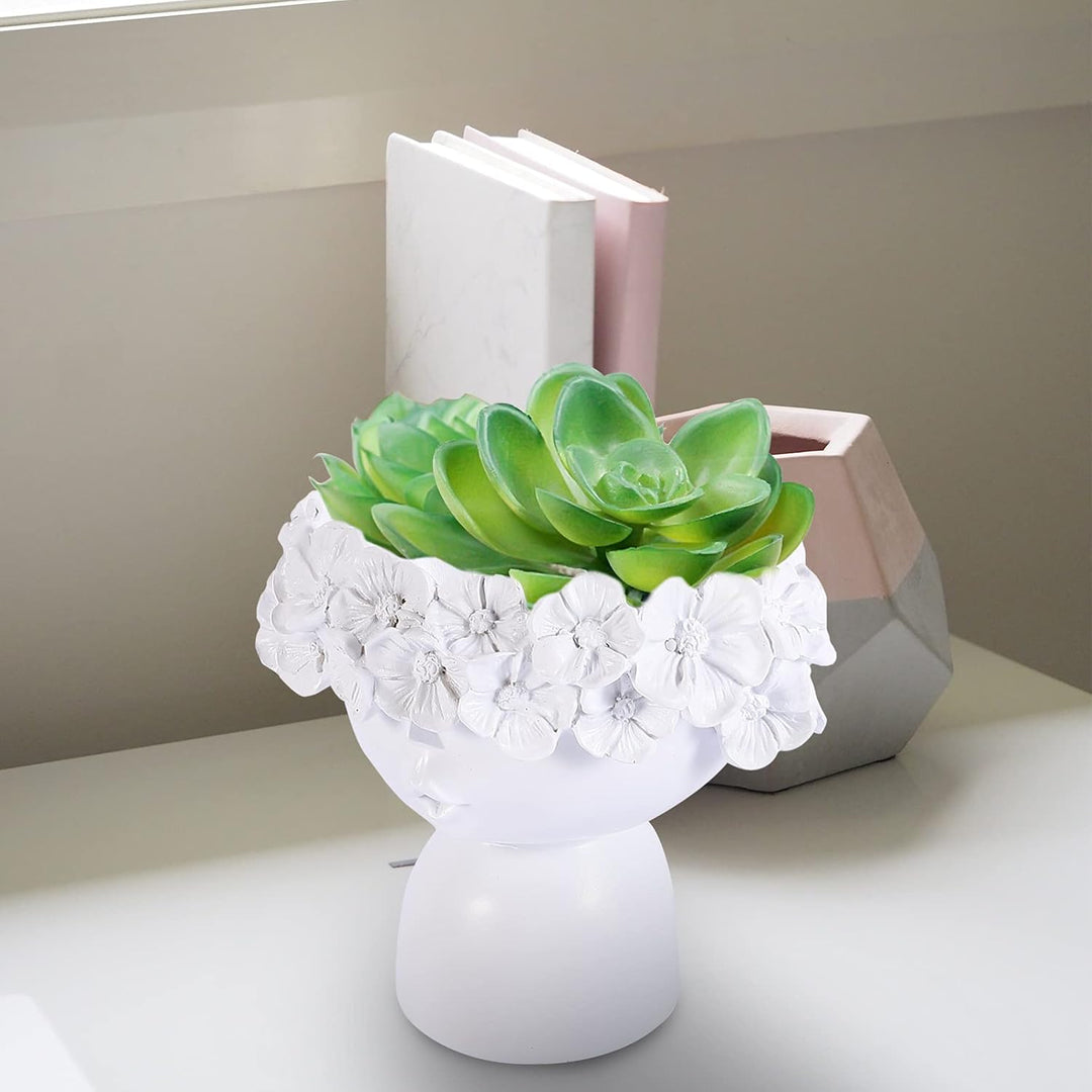 Cabilock Frau Gesicht Blumentopf Harz Blumenvase Kaktus Sukkulenten Topf Statue Skulptur Vase Kopf P