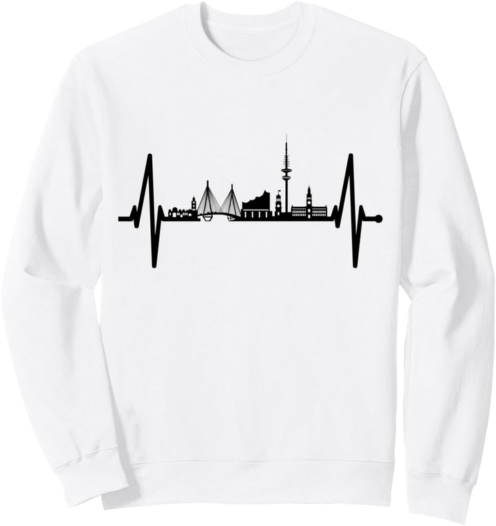 Hamburg Skyline Herzschlag Hamburger Hafen Liebe Fan Hamburg Sweatshirt