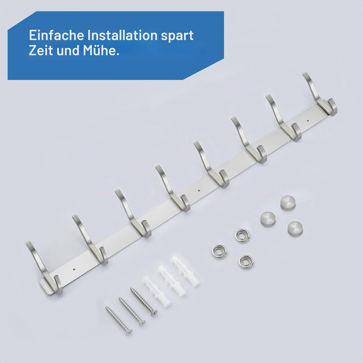 Garderobenhaken Edelstahl, Hakenleiste Kleiderhaken Wand mit 8 Haken, Garderobe Garderobenleiste Wan