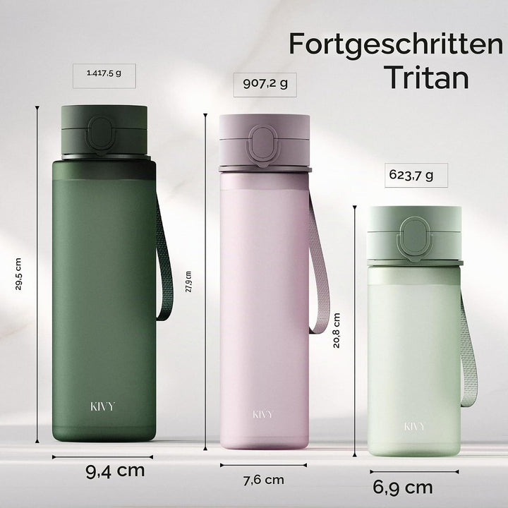 KIVY Trinkflasche 1l mit Klappdeckel [AUSLAUFSICHER &amp; BRUCHSICHER] Water Bottle BPA Frei mit klappba