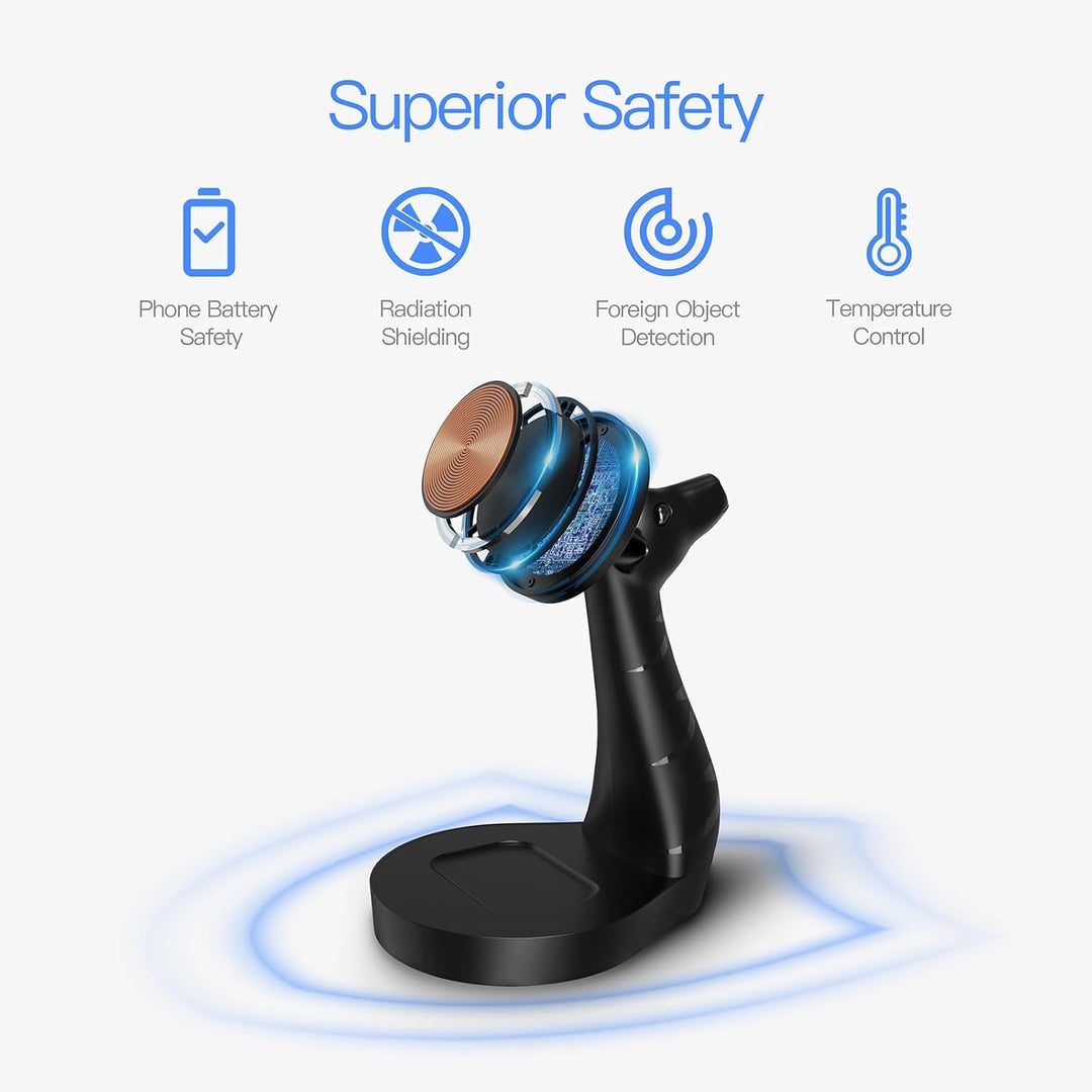 ALACOO 2-in-1 Induktive Ladestation für iPhone 17/16/15/14/13/12, Air Pods Pro/2/3/4 - Magnetische S