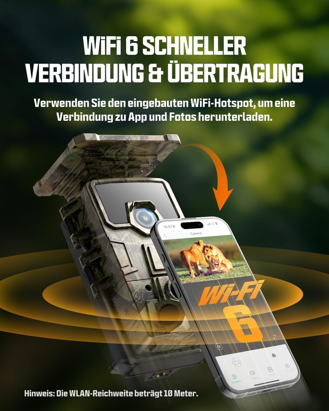 CEYOMUR Solar Wildkamera 4K 30fps, 46MP Wildkamera WLAN Bluetooth, 120° Erfassungs Winkel Bewegungsm