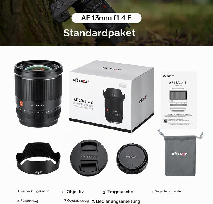 VILTROX AF 13mm f1.4 F/1.4 E-Mount-Objektiv, F1.4 grosse Blende, Ultraweitwinkel, Autofokus, APS-C-F