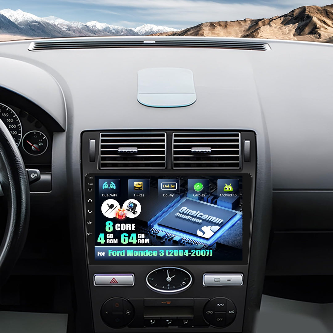 Qualcomm 8 Core 4+64G CAMECHO Android 15 Autoradio für Ford Mondeo 3 2004-2007 (Hatchback) mit Navi