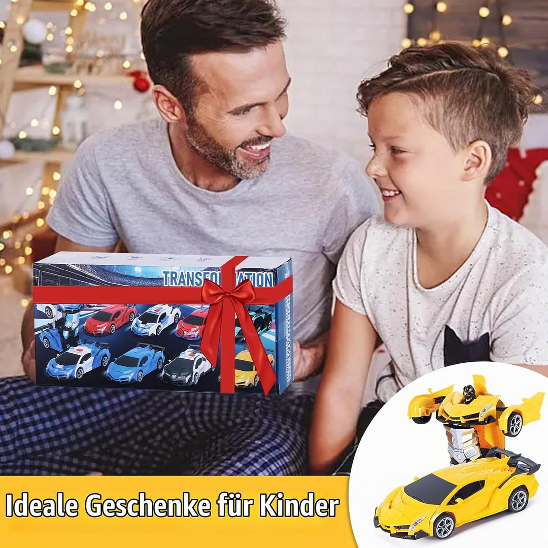 Ferngesteuertes Transformator Auto mit Gestenerfassung, Licht und Musik, 2.4GHz 360° Drehung 1:18 RC