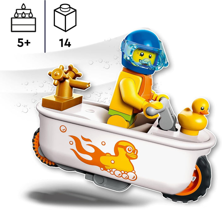LEGO 60333 City Stuntz Badewannen-Stuntbike, Set mit Motorrad und Minifigur, Action-Spielzeug als Ge