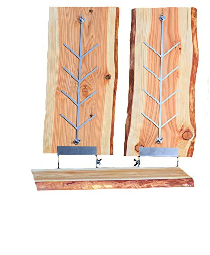 Flammlachsbrett Lärche 2er Set, inkl. Servierbrett &amp; Edelstahl | Premium Flammlachsbrett-Set aus deu