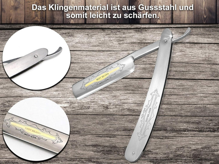 InstrumenteNrw Rasiermesser Geschenke Set - Solinger Schleifpaste mit Kombi Streichriemen aus Leder