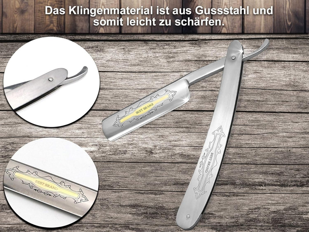 InstrumenteNrw Rasiermesser Geschenke Set - Solinger Schleifpaste mit Kombi Streichriemen aus Leder