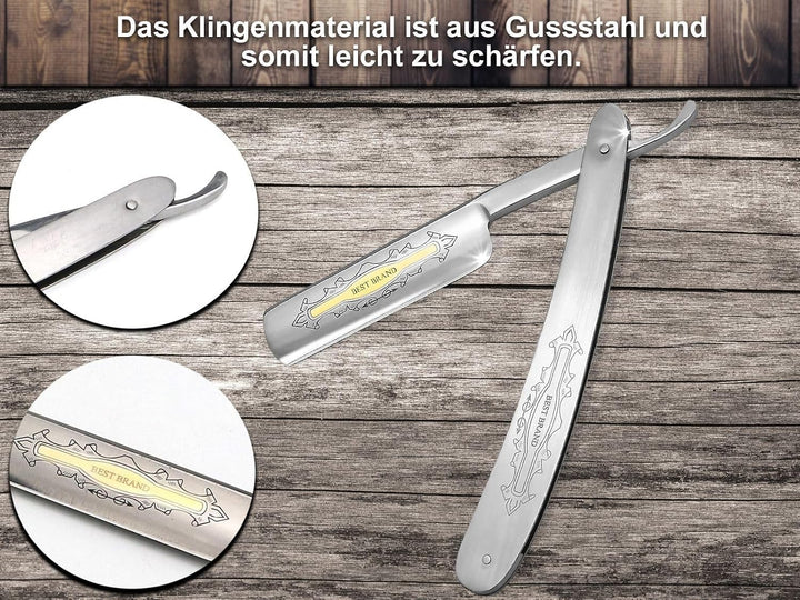 InstrumenteNrw Rasiermesser Geschenke Set - Solinger Schleifpaste mit Kombi Streichriemen aus Leder