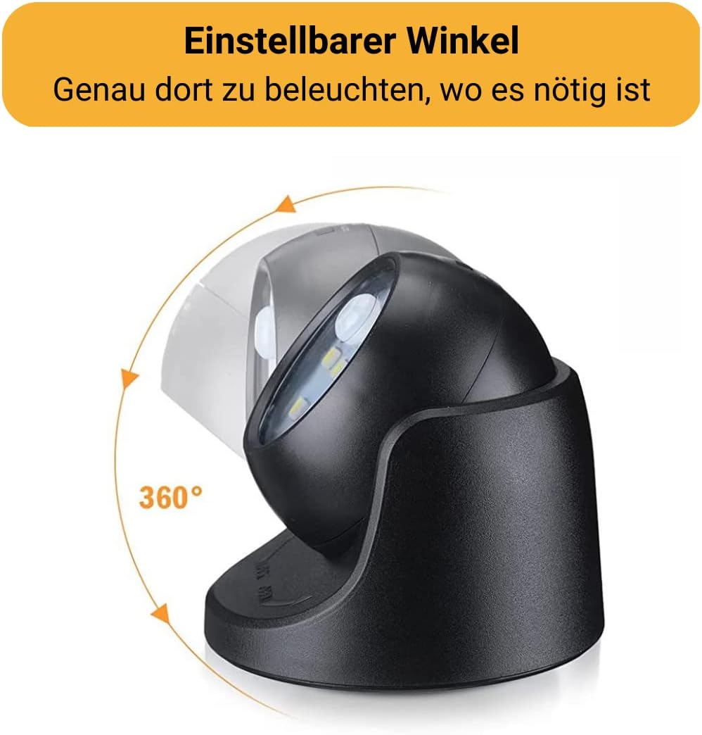 Proxinova Spot LED Strahler mit Bewegungsmelder PIR, 2 Stücke, 360° Rotation LED Strahler, Kugel Rud