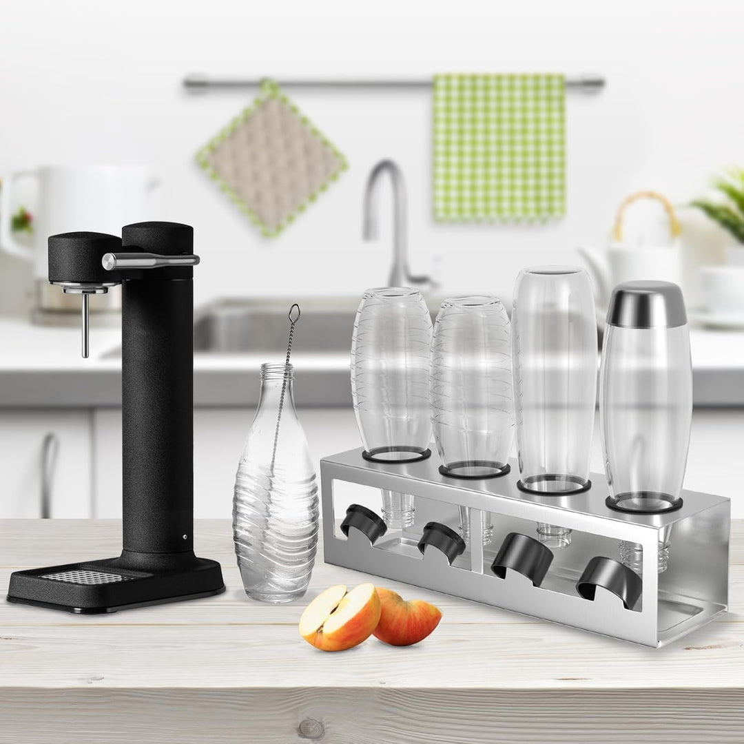 HOMMAND Flaschenhalter für SodaStream Crystal und Emil Flaschen, Edelstahl Flaschenhalter Abtropfges