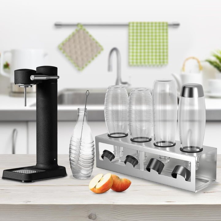 HOMMAND Flaschenhalter für SodaStream Crystal und Emil Flaschen, Edelstahl Flaschenhalter Abtropfges