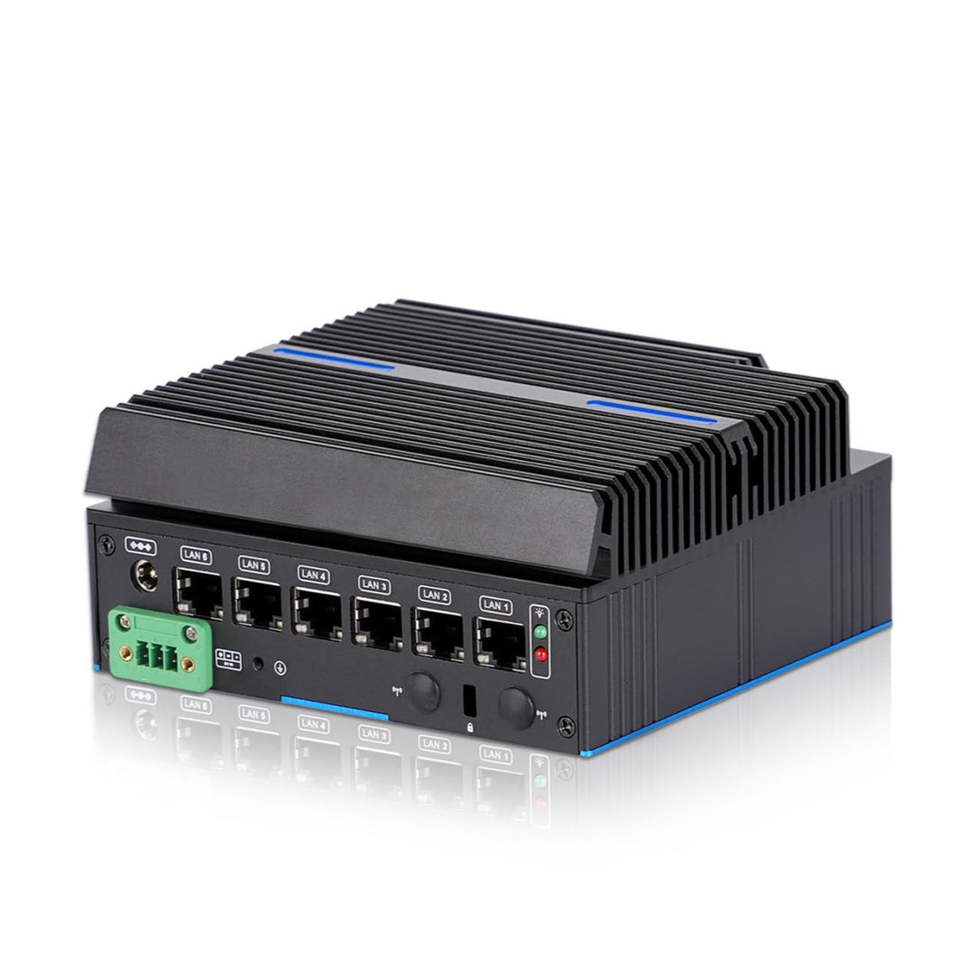 Lüfterloser Firewall-Mini-PC 6 x Intel LAN Ethernet (bis zu 2,5 GbE) Intel CORE 6006U, 8 GB DDR4 128
