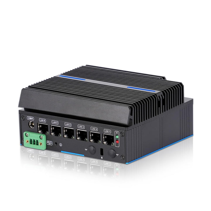 Lüfterloser Firewall-Mini-PC 6 x Intel LAN Ethernet (bis zu 2,5 GbE) Intel CORE 6006U, 8 GB DDR4 128