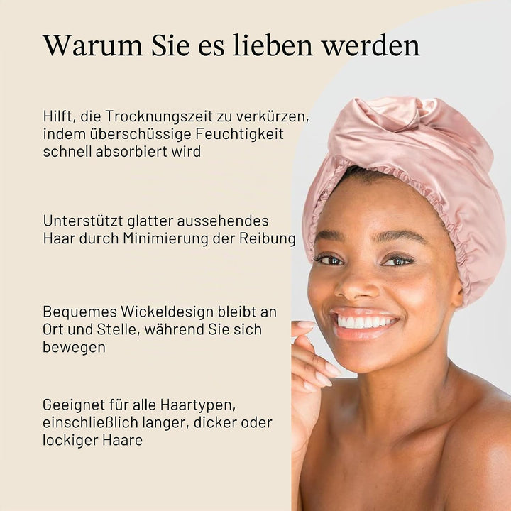 Kitsch Satin-umwickeltes Mikrofaser-Haarhandtuch, schnell trocknend, lockig, für Damen, nasses Haar,