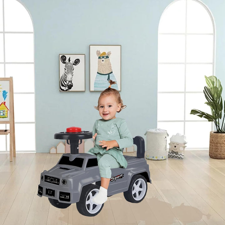 Rutschauto für Kinder, mit Hupe und Staufach, mit Hupe, Stauraum unter dem Sitz, Rutschfläche für Kl