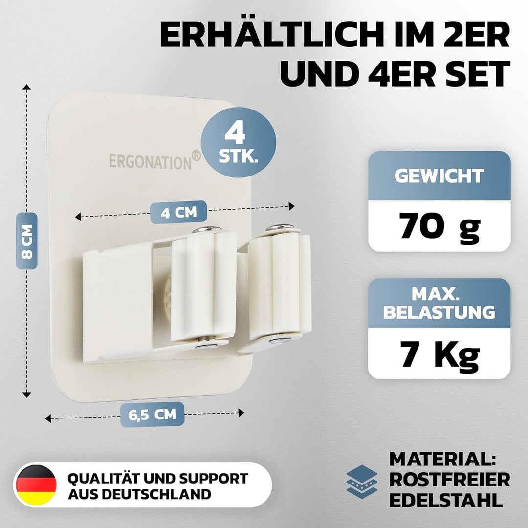 Selbstklebende Besenhalter & Gerätehalter für die Wand ohne Bohren und Schrauben | Wandhalterung aus