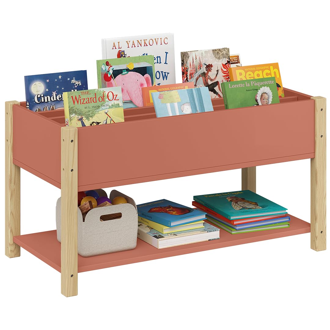Bellabino Teme Bücherregal Kinderzimmer – Kinderbücherregal mit 4 Fächern – Montessori Bücherregal m