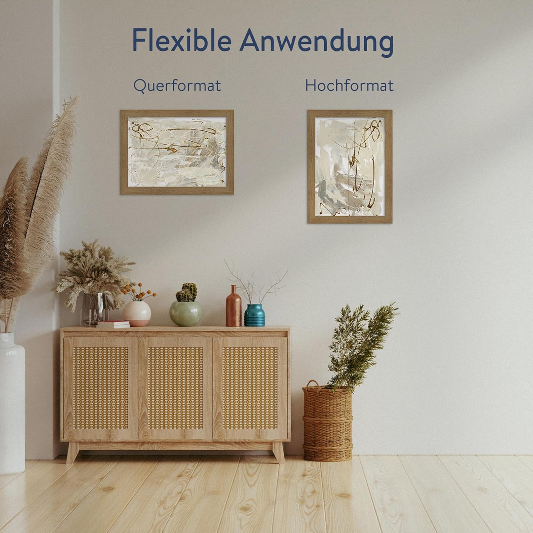 WANDStyle Bilderrahmen Strandhaus Stil 30x42cm DIN A3 I Farbe: Eiche-Optik I Fotorahmen I rustikaler